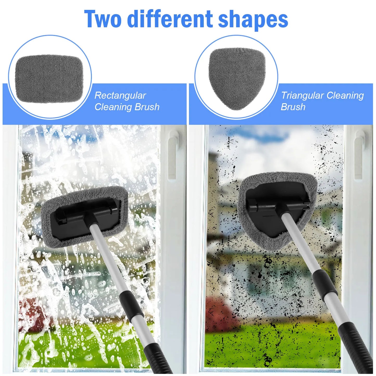 Window Cleaner Brush Kit Windshield Cleaning Tools inside Interior Auto Glass Wiper with Replacement Pads Car Accessories