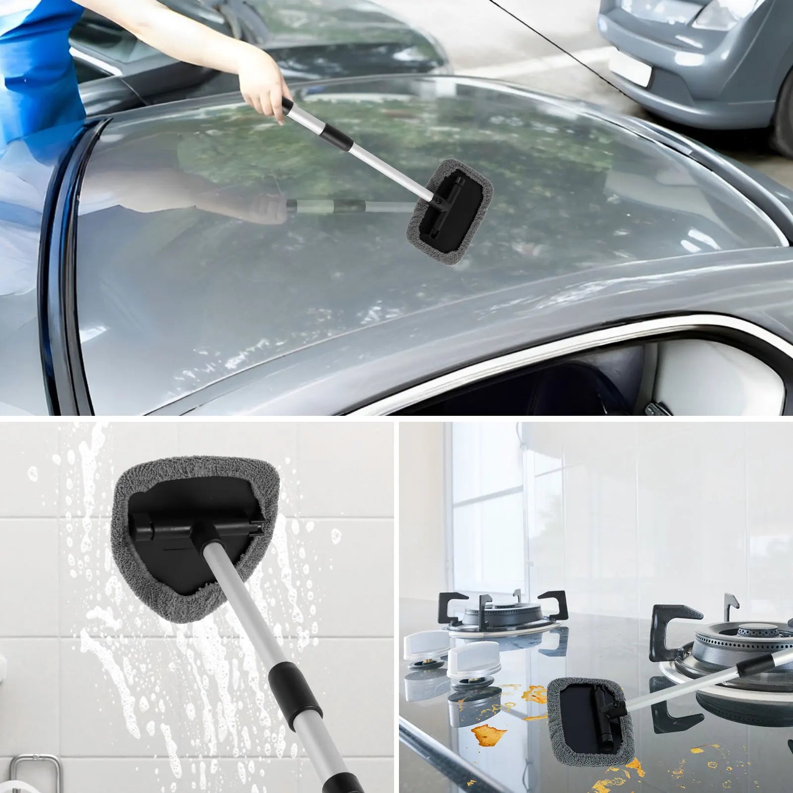 Window Cleaner Brush Kit Windshield Cleaning Tools inside Interior Auto Glass Wiper with Replacement Pads Car Accessories