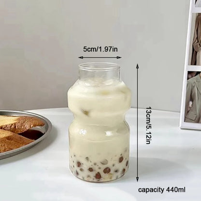 350/500/550/750ML Drinking Glasses Can Shaped Glass Cups with Bamboo Lids and Glass Straws for Beer Iced Coffee Wine Cocktail