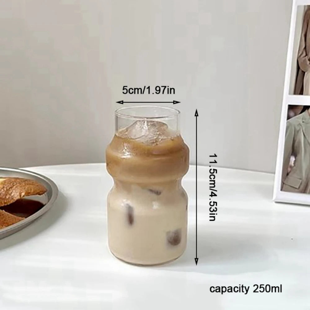 350/500/550/750ML Drinking Glasses Can Shaped Glass Cups with Bamboo Lids and Glass Straws for Beer Iced Coffee Wine Cocktail