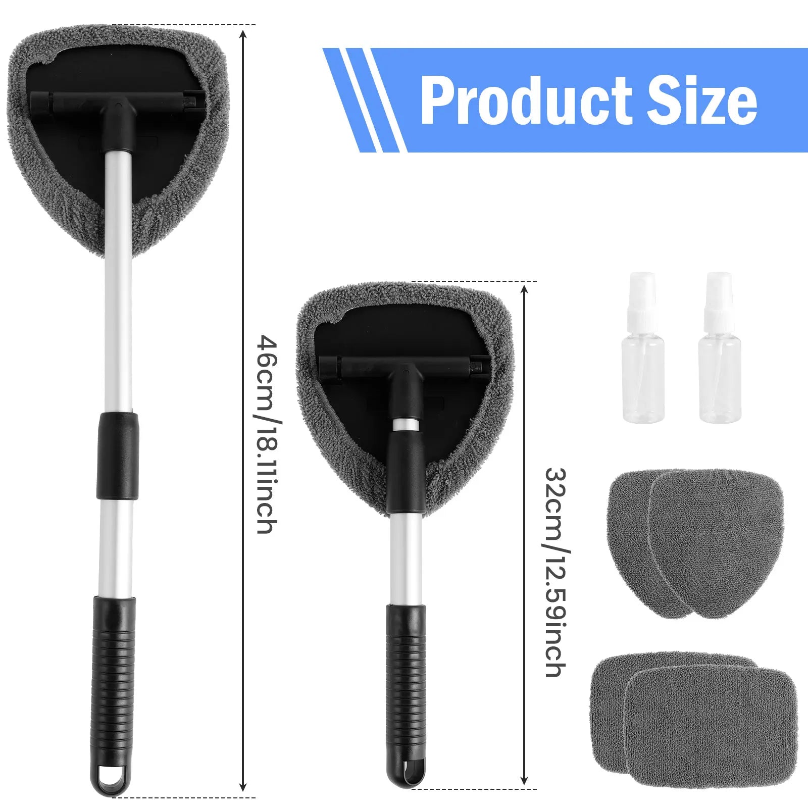 Window Cleaner Brush Kit Windshield Cleaning Tools inside Interior Auto Glass Wiper with Replacement Pads Car Accessories